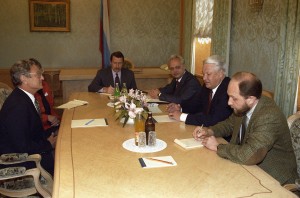 Встреча президента РФ Бориса Ельцина и американский финансиста Джорджа Сороса