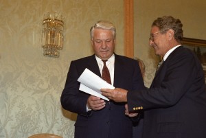 Встреча президента РФ Бориса Ельцина и американский финансиста Джорджа Сороса