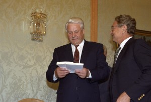 Встреча президента РФ Бориса Ельцина и американский финансиста Джорджа Сороса