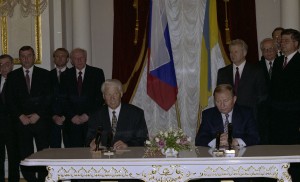 Встреча президента РФ Бориса Ельцина с президентом республики Украина Леонидом Кучмой