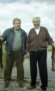 Президент РФ Борис Ельцин на отдыхе. Пребывание в Карелии президента Финляндии Мартти Ахтисаари. Рыбалка с финским президентом Мартти Ахтисаари