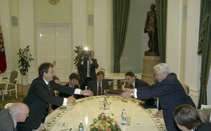 Визит в РФ премьер-министра Великобритании Тони Блэра. Во время встречи в расширенном составе