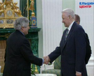 Встреча президента РФ Бориса Ельцина с директором-распорядителем Международного валютного фонда Полом Вулфовитцем