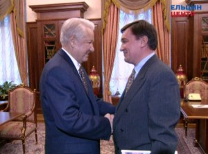 Рабочая встреча президента РФ Бориса Ельцина с исполнительным секретарем СНГ И.М. Коротченей