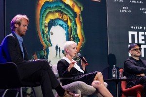 Илья Стюарт, Чулпан Хаматова, Кирилл Серебренников. Встреча со съемочной группой фильма Кирилла Серебренникова «Петровы в гриппе»