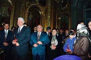 Посещение президентом РФ Б.Н. Ельциным ночного Пасхального Богослужения