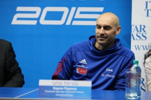 Карло Париси на пресс-конференции Кубка Ельцина по волейболу