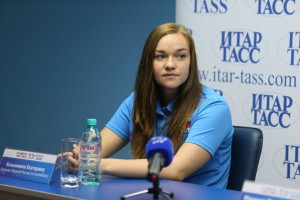 Екатерина Косьяненко на пресс-конференции Кубка Ельцина по волейболу