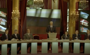 Саммит НАТО-Россия. Во время подписания Основополагающего акта о взаимных отношениях, сотрудничестве и безопасности между Россией и НАТО. Выступление президента РФ Бориса Ельцина