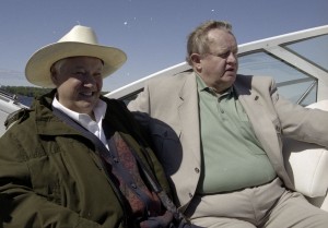 Президент РФ Борис Ельцин на отдыхе. Пребывание в Карелии президента Финляндии Мартти Ахтисаари. Президент РФ Борис Ельцин и президент Финляндии Мартти Ахтисаари во время прогулки на катере