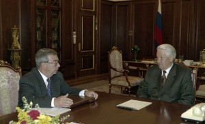 Встреча президента РФ Бориса Ельцина с министрром иностранных дел РФ Е.М. Примаковым