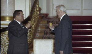 Визит в РФ президента Египта Хосни Мубарака. Во время подписания российско-египетской декларации