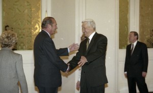 Государственный визит в РФ президента Французской Республики Жака Ширака с супругой Бернадент Ширак. Во время официальной церемонии встречи