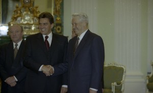 Президент РФ Борис Ельцин во время встречи с федеральным канцлером Австрийской Республики Виктором Клима