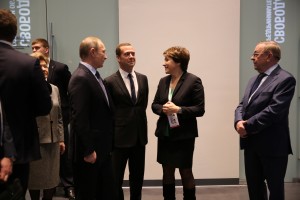 Открытие Ельцин Центра в Екатеринбурге. Владимир Путин, Дмитрий Медведев, Татьяна Юмашева, Владимир Шевченко