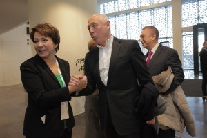 Церемония открытия Ельцин Центра в Екатеринбурге. Татьяна Юмашева, Александр Вайнштейн, Игорь Ковпак (на втором плане)