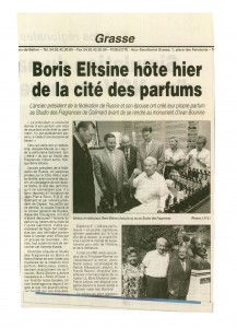 Публикация о визите Ельциных в Грасс в газете "Grasse". Франция, 2002 год