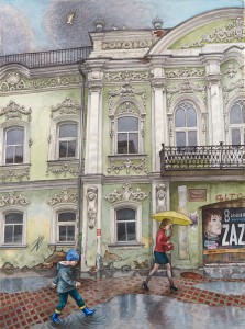 Дом Городского Головы купца ИИСиманова, Екатеринбург, акварель, 2015