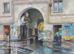 Старик Букашкин, Екатеринбург, акварель, 2015