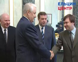 Рабочая встреча президента РФ Б.Н. Ельцина со спикером Государственной Думы РФ Г.Н. Селезневым, председателя Совета Федерации РФ Е.С. Строевым и руководителем Администрации президента РФ В.Б. Юмашевым
