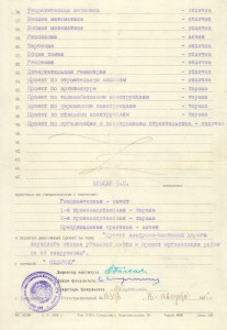 Выписка из зачетной ведомости Бориса Ельцина