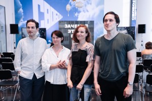 Константин Райх, Ольга Никулина, Юлия Воронова, Айрат Мифтяхов. Церемония награждения победителей конкурса пьес о 90-х «Зачем я это помню»-2024